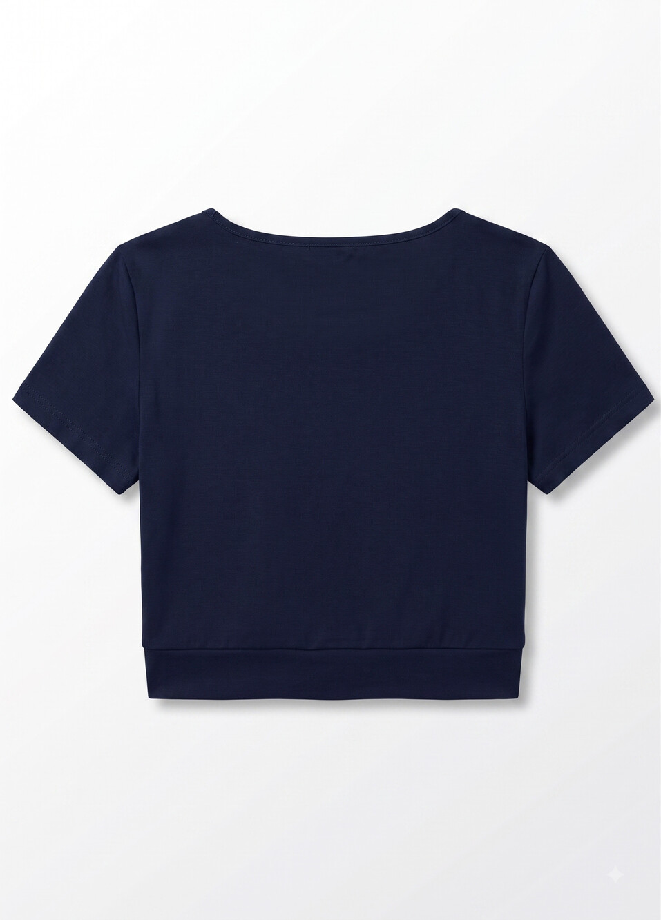 LYANER Women's Square Neck Crop Top – Short Sleeve, Slim Fit, Navy Blue, Medium